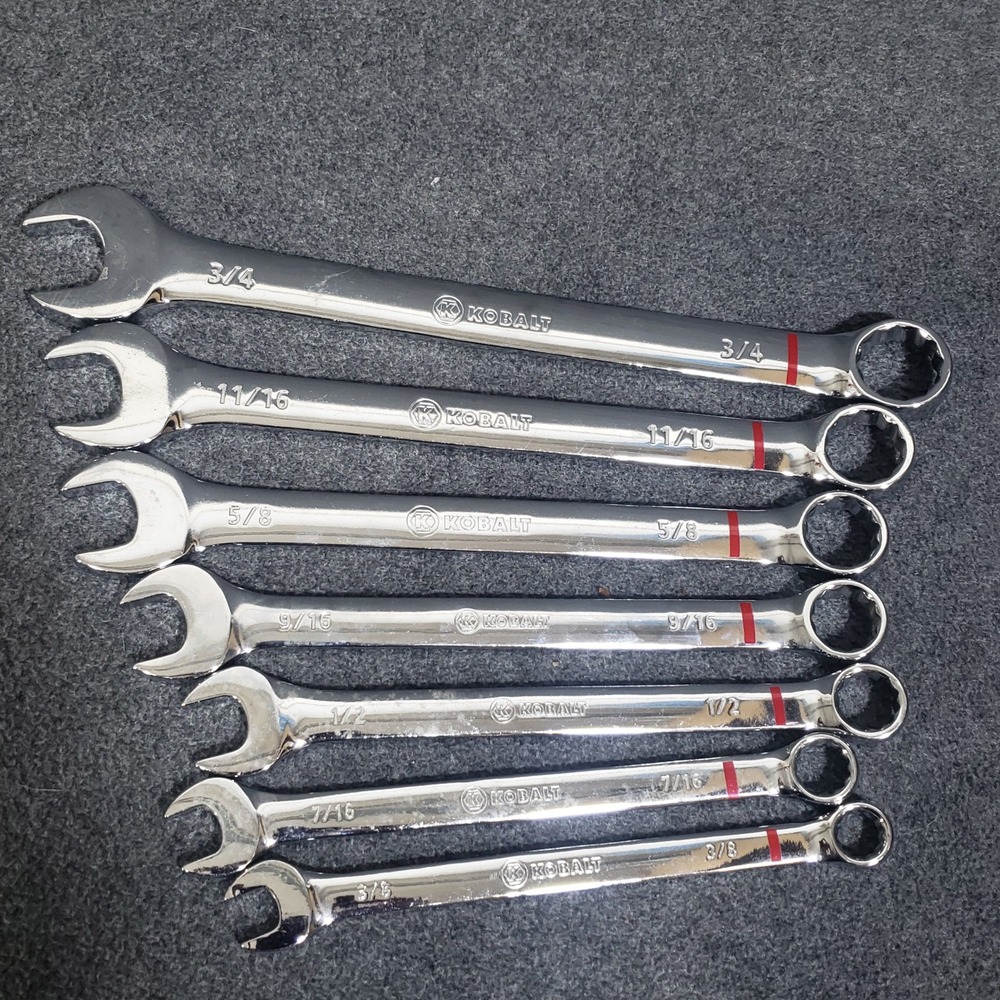 Kobalt Wrench Set SAE 7pc Polished Chrome 3/8-3/4 Combination Hand Tools